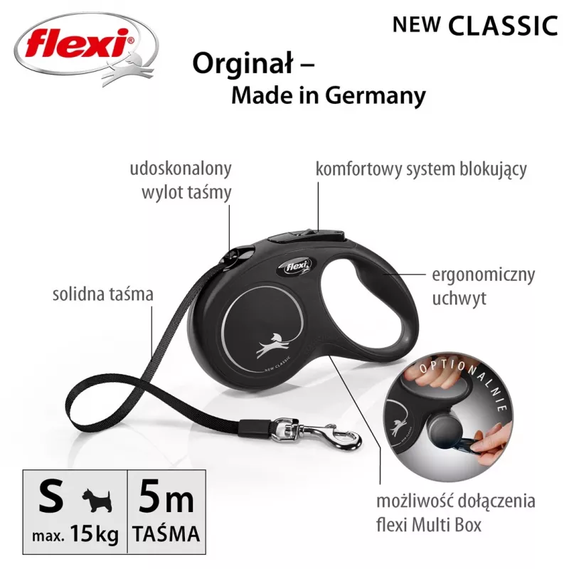 Flexi New CLASSIC 5 m nero guinzaglio retrattile per cani