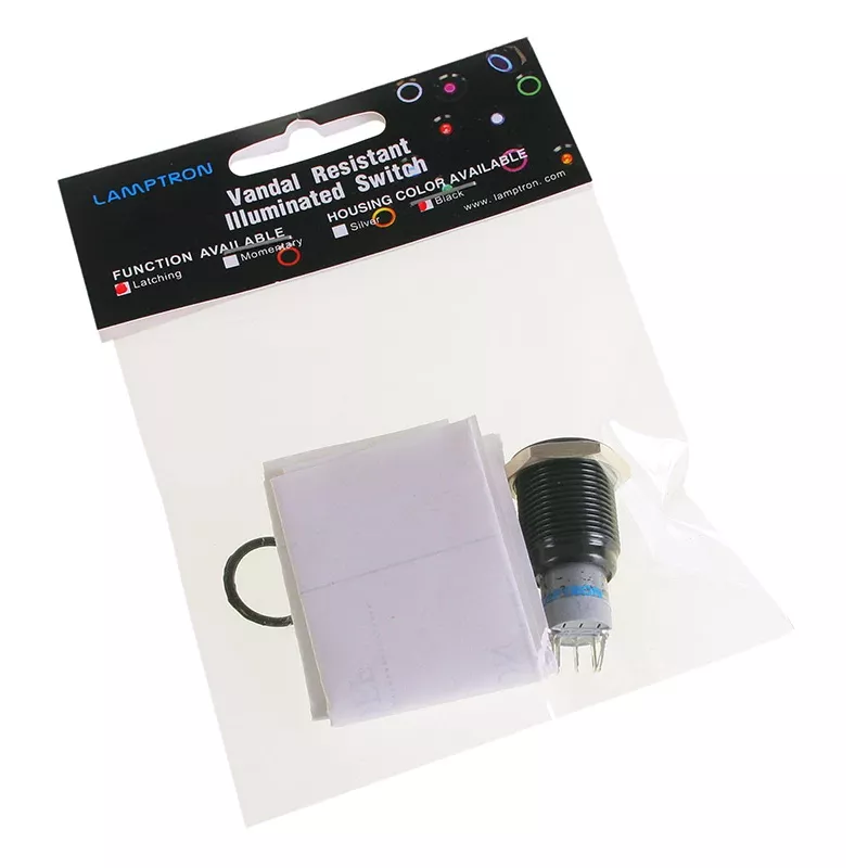 Lamptron LAMP-SW1616L-H pulsante / interruttore antivandalo, 16 mm, Blackline, arancione