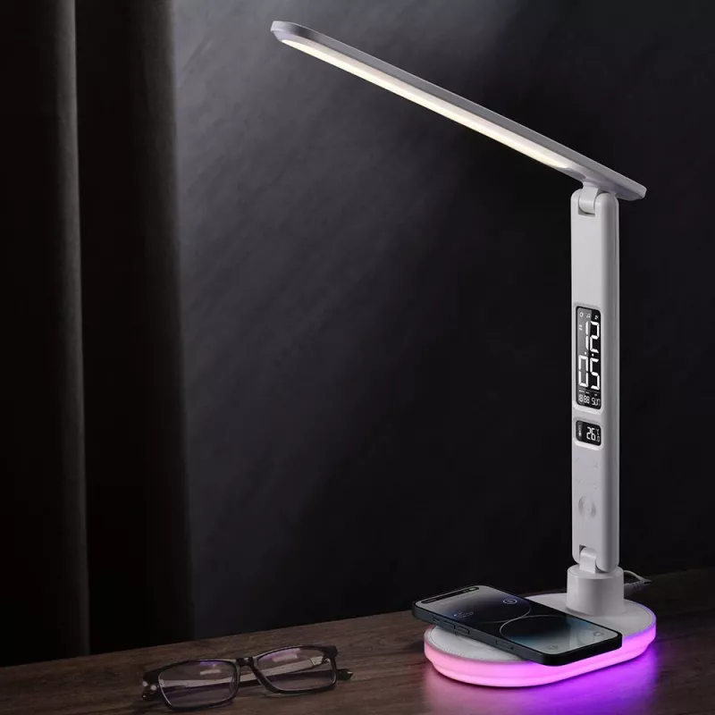 Lampada da tavolo Hawk HW-LAMP03 bianco RGB — lampada da scrivania LED regolabile con illuminazione RGB