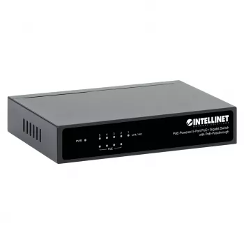 Switch Gigabit 5xPoE Passthrough, alimentato tramite PoE o AC, 68W