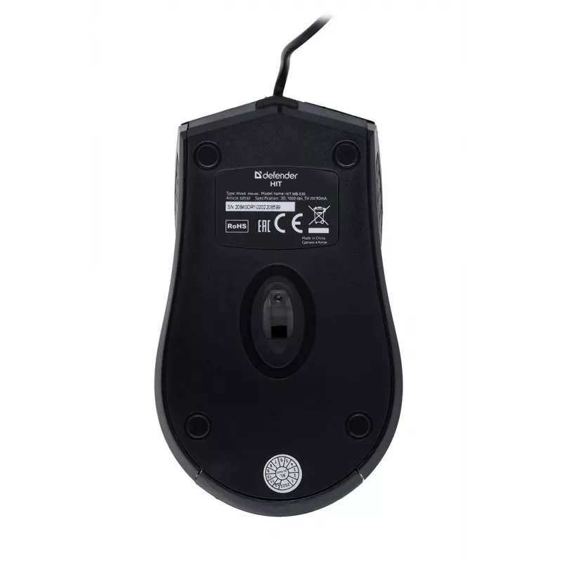 Defender HIT MB-530 mouse ottico cablato, 1000 DPI, nero