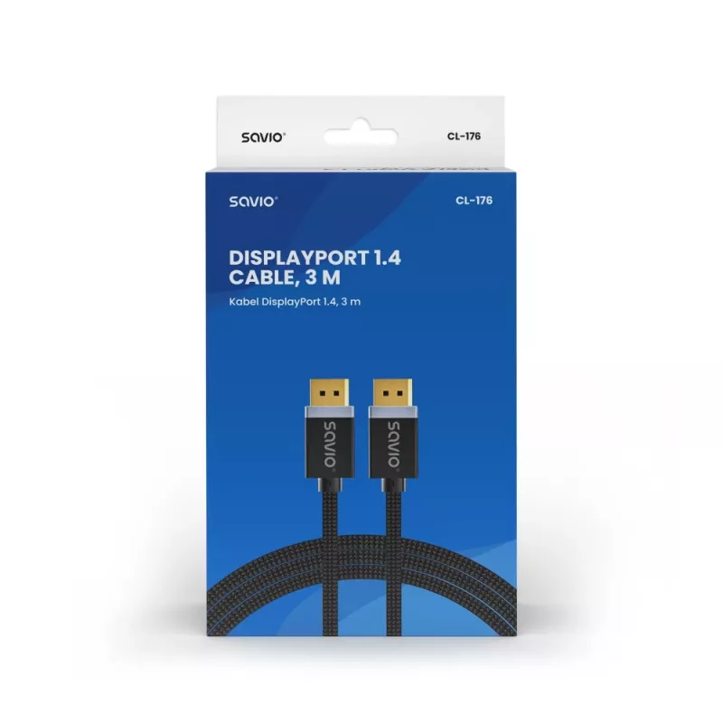 Cavo SAVIO DISPLAYPORT (M) - DISPLAYPORT (M), V1.4, 3 m, CL-176