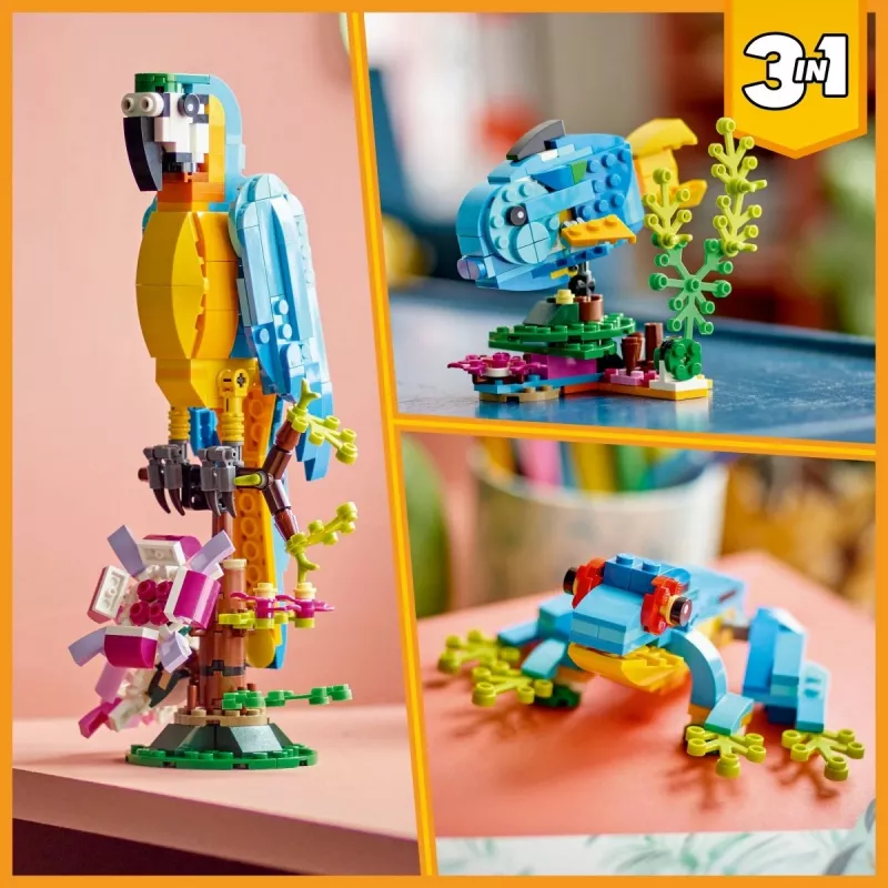 LEGO set da costruzione Pappagallo esotico 31136 — modello da esposizione Creator, 253 pezzi, 220×120×110 mm