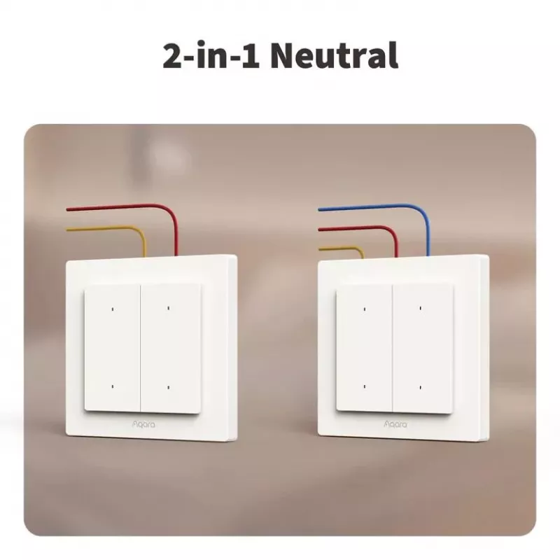 Interruttore luminoso AQARA H2 EU (4 tasti, 2 canali) (WS-K08D) – interruttore a parete Zigbee e Thread con 2 relè