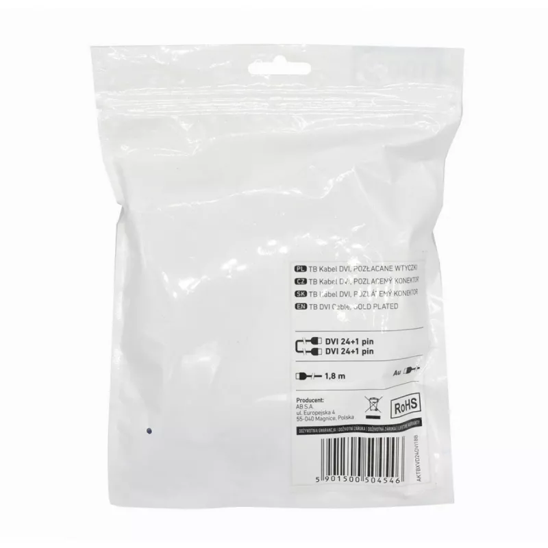 Cavo TB MM DVI 24 + 1 1,8 m, nero, oro (AKTBXVD24DVI18B)