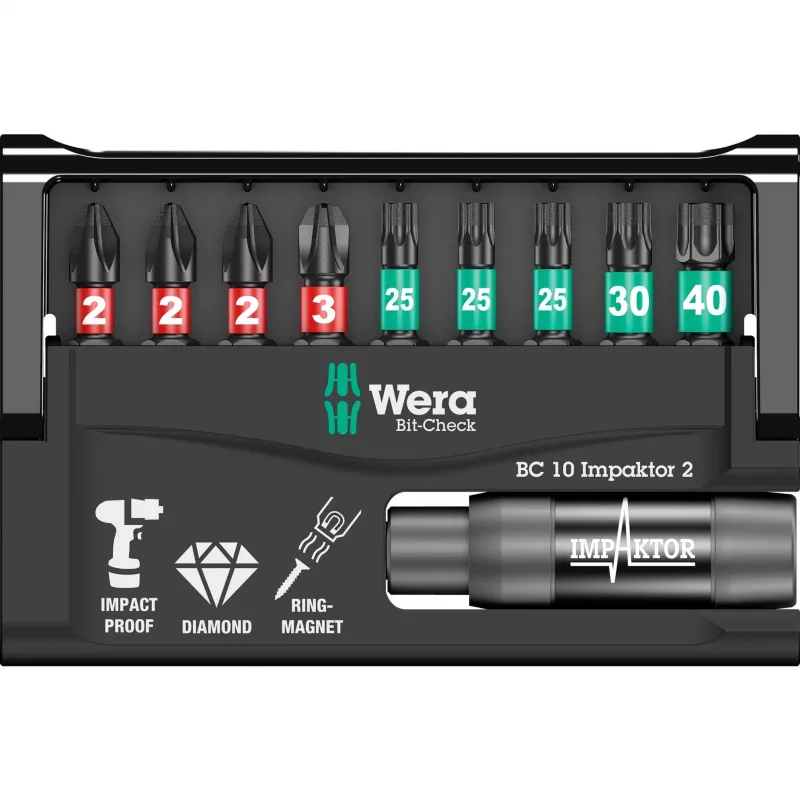 Bit-Check 10 Impaktor 2, 1/4, 10 pezzi, set di bit rivestiti in diamante, estremamente resistenti