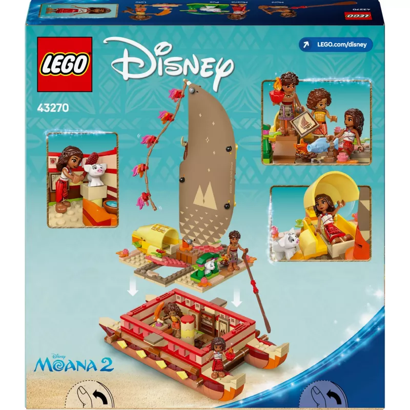 LEGO Disney 43270 La canoa dell'avventura di Moana, 529 pezzi, 3 minifigure, 6+