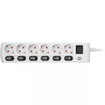 Brennenstuhl 1153110126 Prolunga 2 m 6 prese AC per interni bianco (1153110126)