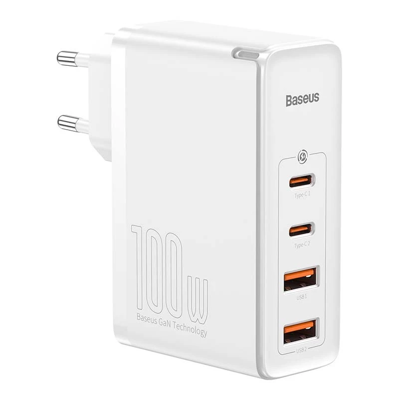 Caricabatterie da viaggio Baseus GaN2 Pro Quick 2x USB + 2x USB-C, 100W, EU (bianco)