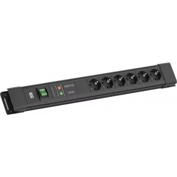 Ciabatta Bachmann CONNECTUS con 6×prese CEE7/3, 1×GVS, 1×interruttore, cavo 2,0 m, connettore maschio CEE7/7, nero