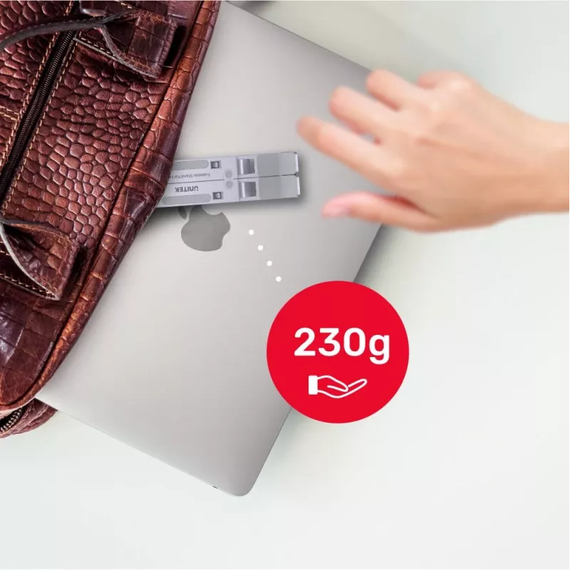 Unitek OT155SL supporto pieghevole per laptop, alluminio, argento