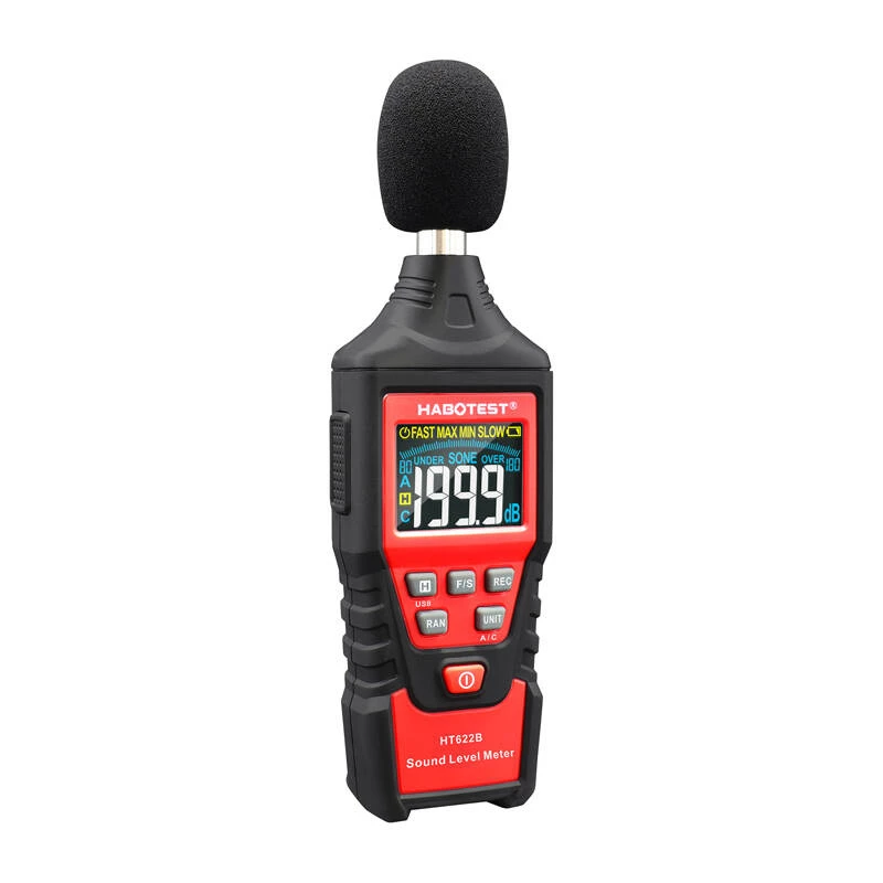 Misuratore digitale di decibel Habotest HT622B — fonometro con ponderazione A/C, interfaccia USB
