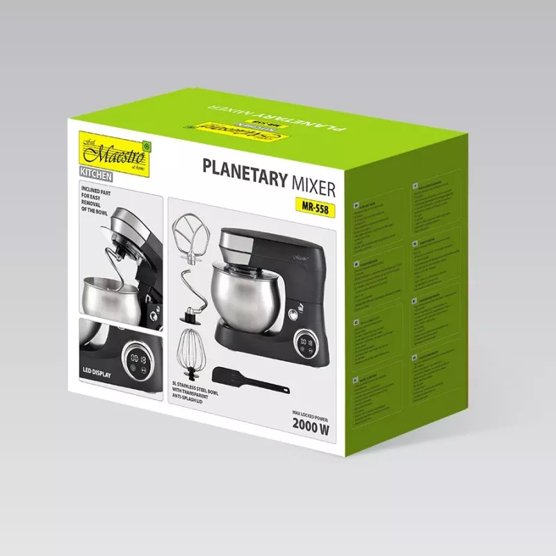 Impastatrice planetaria Feel-Maestro MR-558 con ciotola da 5 l, 2000 W nero