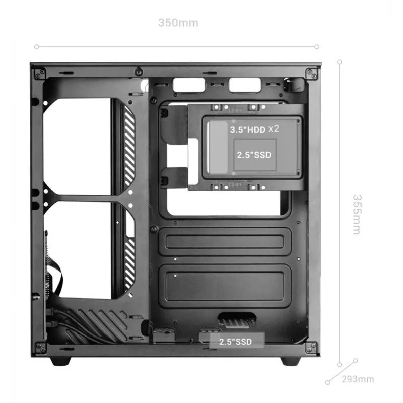 Case PC midi tower TACENS Mars Gaming MC-INFINIOLITE, nero, vetro temperato, supporta ATX/Micro-ATX/Mini-ITX, ventola 120 mm