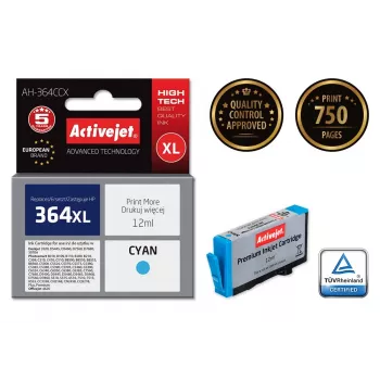 Cartuccia d'inchiostro compatibile ActiveJet AH-364CCX ciano, resa alta (XL), 12 ml, a base di colorante, sostituto per HP 364XL CB323EE
