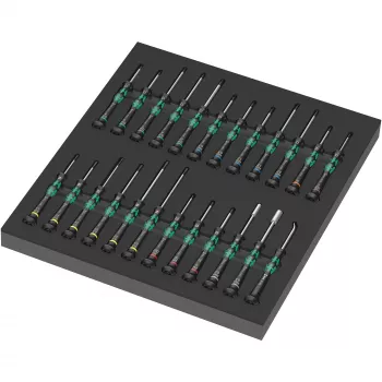 9715 inserto in schiuma Kraftform Micro Set 1 9715, cacciavite nero/verde, per carrello officina Tool Rebel