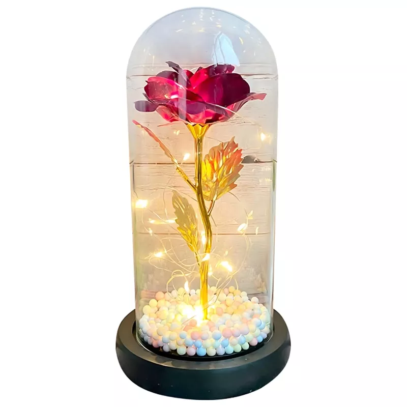 Rosa eterna in vetro Extralink Home, LED rosso luminoso