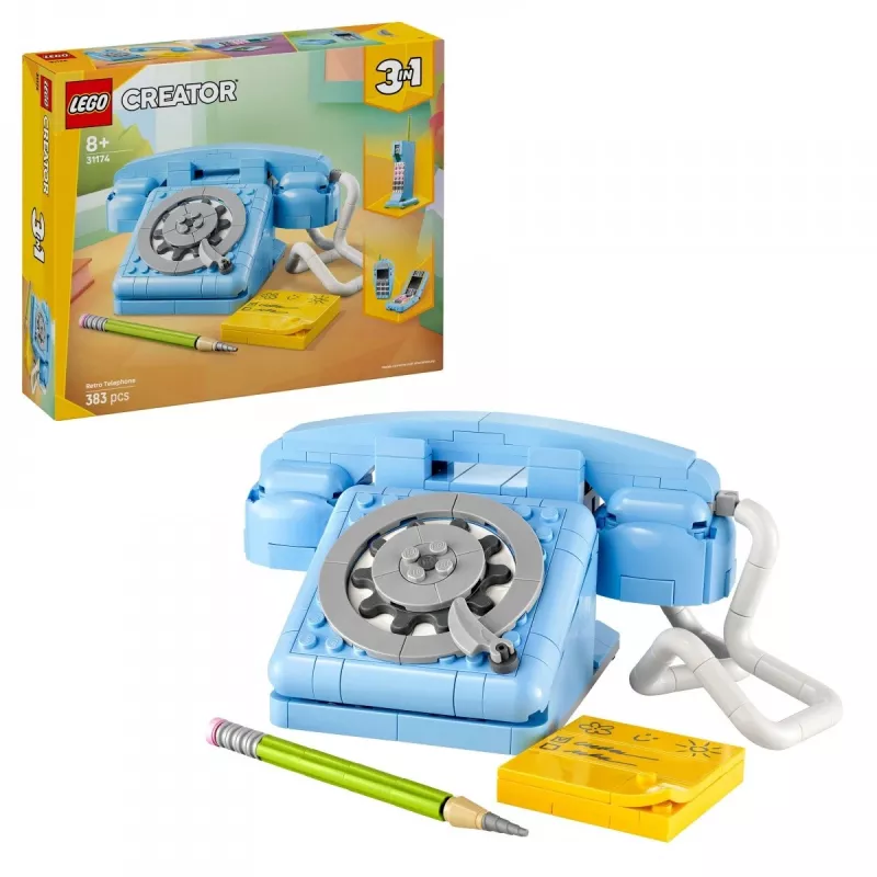 Giocattolo da costruzione LEGO Creator 3-in-1 31174 set telefono retrò, 383 pezzi, 8+ anni, 70×110×150 mm