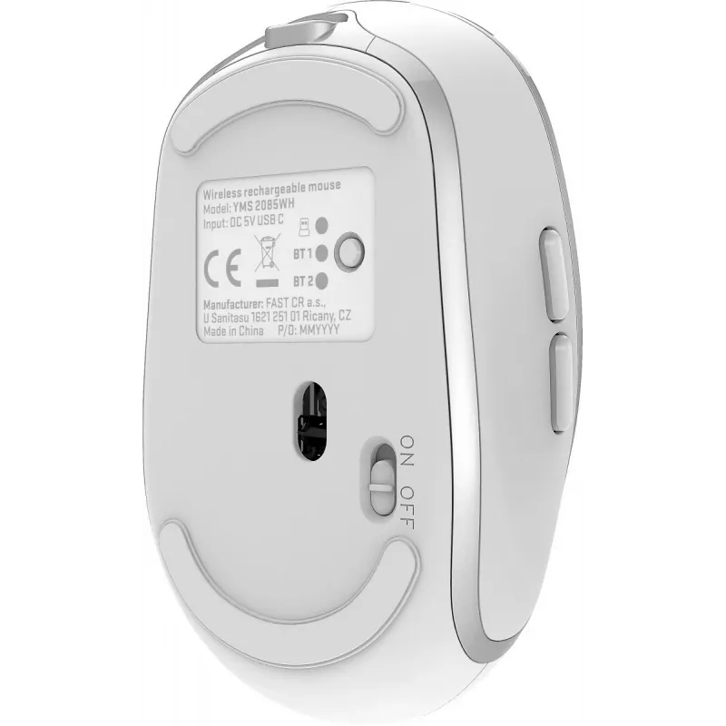 Mouse wireless DUAL WiFi+Bluetooth, batteria ricaricabile, 5 tasti