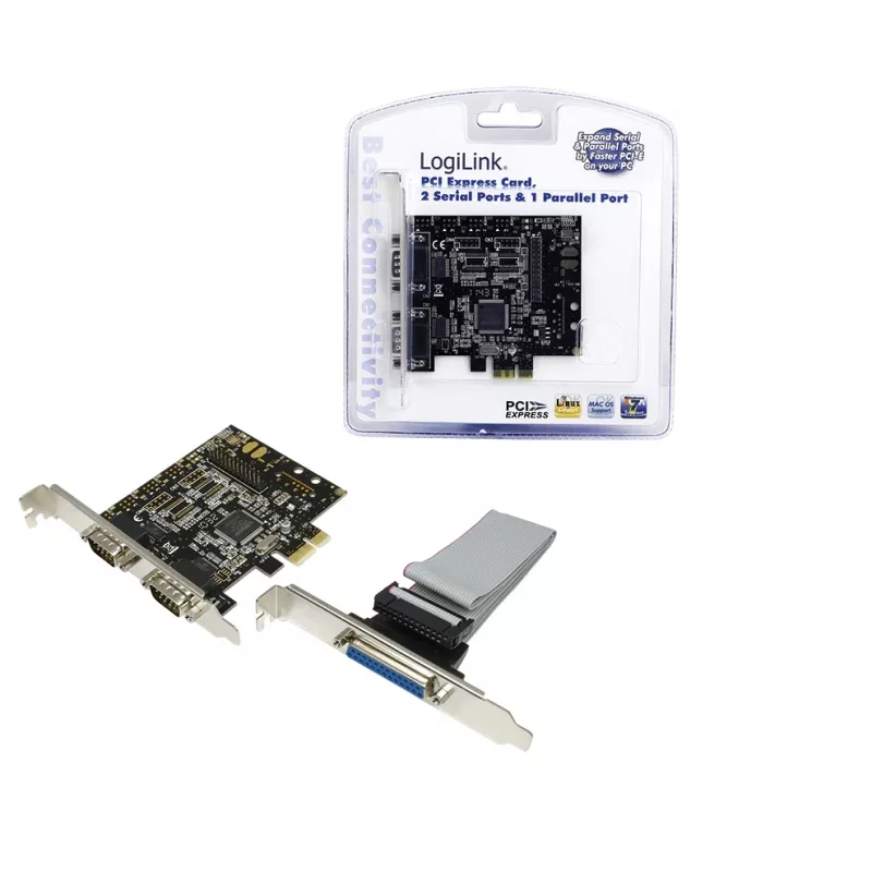 Scheda interfaccia PCIe interna LOGILINK PC0033 con porte seriali e parallele, chipset NetMOS