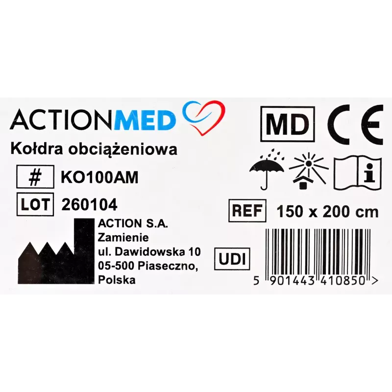 Coperta ponderale ActionMed KO100AM — ausilio terapeutico per il sonno, coperta a pressione