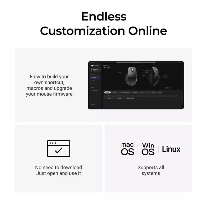 Mouse Keychron M6 per destrorsi universale — ottico, RF wireless + Bluetooth + USB-C, 30000 DPI, nero