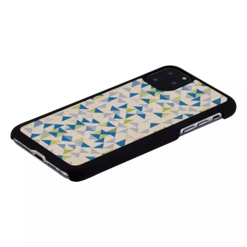 Custodia per smartphone Man and Wood per iPhone 11 Pro Max – triangolo blu, copertura protettiva nera