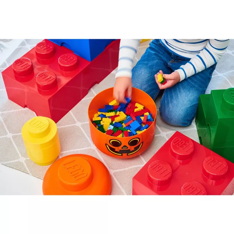 Scatola contenitore Room Copenhagen LEGO Storage Head Pumpkin grande arancione/nero
