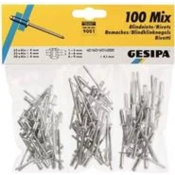Assortimento rivetti ciechi GESIPA 100 pezzi modello 1433667 (varie dimensioni, alluminio/acciaio)