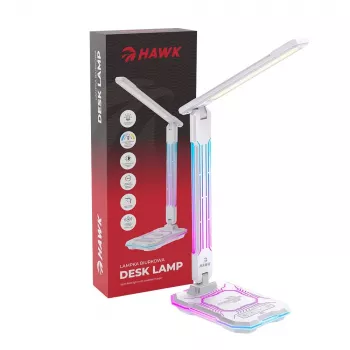 Lampada da tavolo Hawk HW-LAMP04 bianco LED orientabile, superficie bianca, testa e braccio orientabili