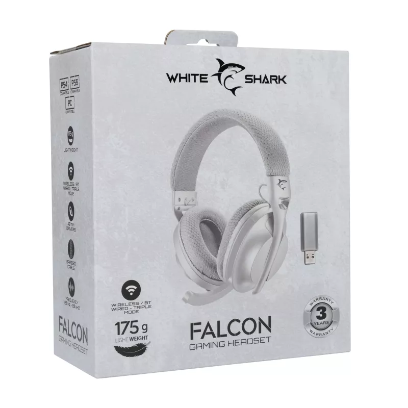 Cuffie White Shark WGH-2441 Falcon bianco/grigio