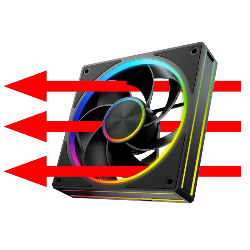 Ventola per case MODECOM VOLCANO LOOP 120 ARGB Reverse Fan nero 120 mm PWM 400–1400 RPM header ARGB