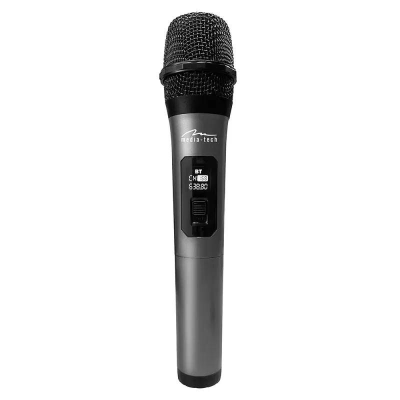 Microfono karaoke MEDIA-TECH MT398 wireless, USB-C, a batteria, portata 20 m, nero