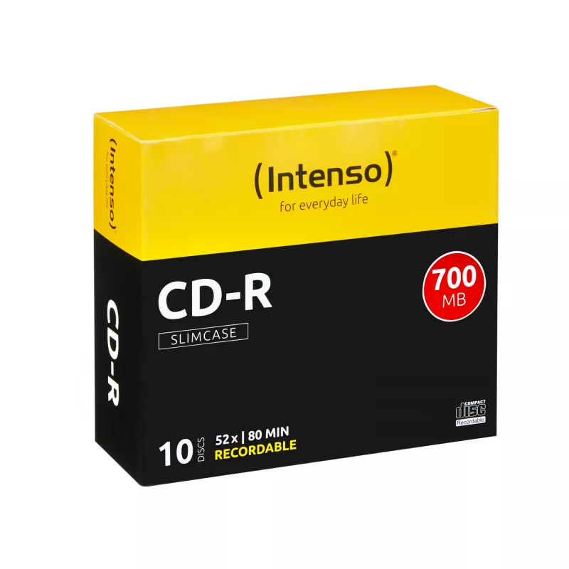 Intenso - 10 x CD-R - 700MB (80 Min) 40x - Slim Jewel Case - supporto di memoria (1001622)