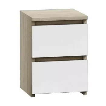 Topeshop M2 SONOMA MIX comodino 2 cassetti rovere, bianco