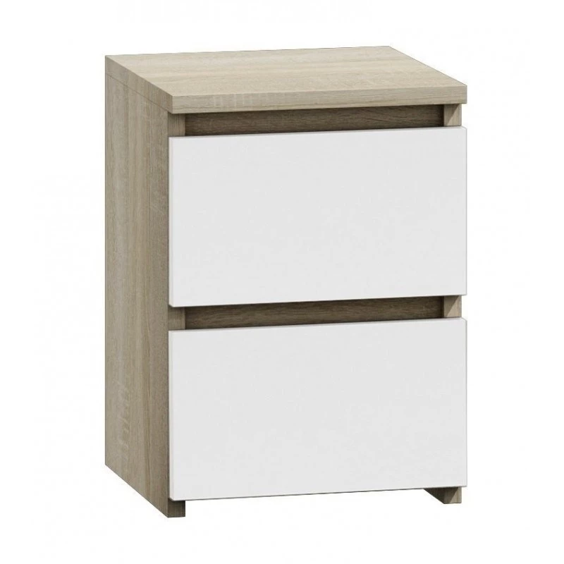Topeshop M2 SONOMA MIX comodino 2 cassetti rovere, bianco