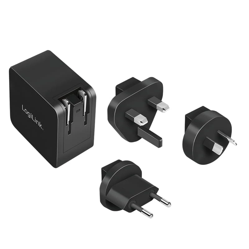 Caricabatterie da viaggio LogiLink PA0302 universale nero ricarica rapida AC