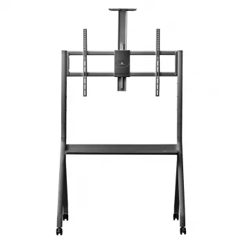 Supporto TV MACLEAN MC-114 B supporto da pavimento portatile per schermi 55–100 pollici, carico max 120 kg, VESA 200x200–900x600, altezza 115–152 cm, nero, mensola