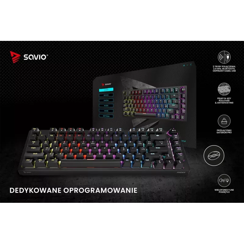 Tastiera gaming Savio Phenix SAVGK-RED USB RF Wireless Bluetooth QWERTY