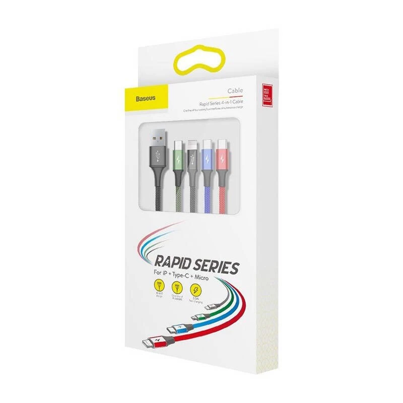 Cavo USB Baseus Fast 4in1 2xUSB-C / Lightning / Micro 3.5A 1.2m (nero)