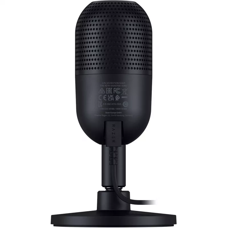 Microfono da tavolo Razer Seiren V3 Mini, USB-C, supercardioide, 20–20000 Hz, 96 kHz, 24-bit, nero