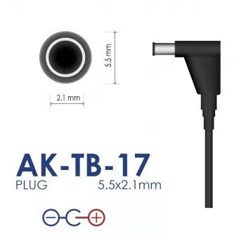 Alimentatore universale Akyga AK-TB-17, 12 V, 2 A, 24 W, 5,5 x 2,1 mm, 1,4 m