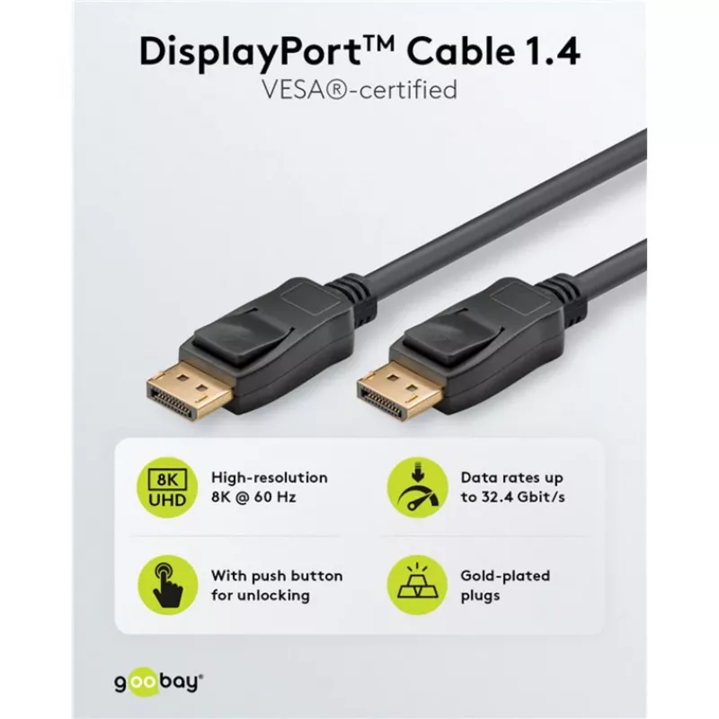 Cavo DisplayPort Goobay 74777 1 m nero G-Sync FreeSync