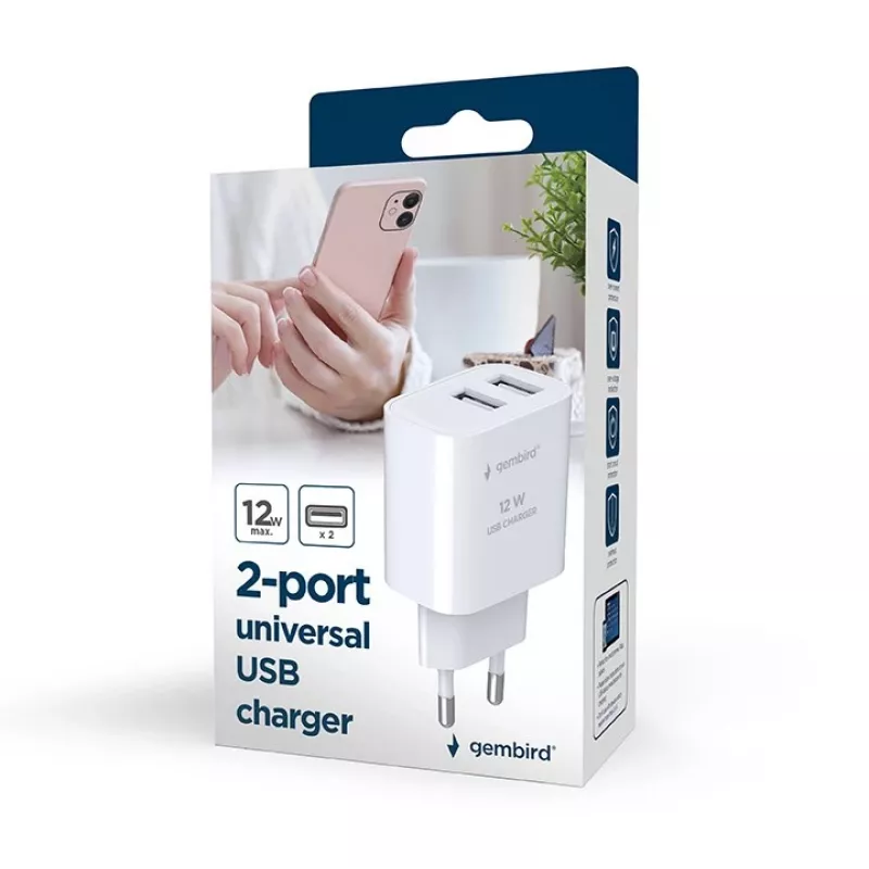 Caricabatterie da interni Gembird TA-UC-2A12-01-BK 2A 12W USB