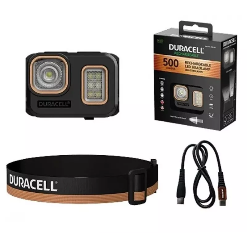 Torcia frontale Duracell DH500R nera, arancione