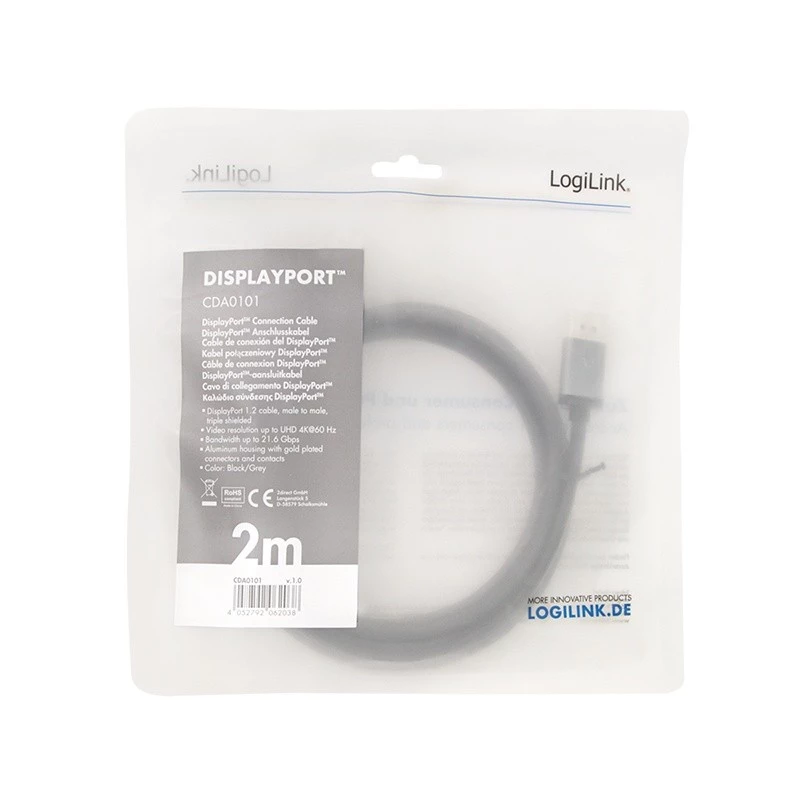 Cavo DisplayPort LogiLink CDA0101 2 m nero grigio