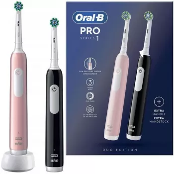 Spazzolino elettrico Oral-B Pro 1 Duo — nero/rosa, 2 modalità di pulizia