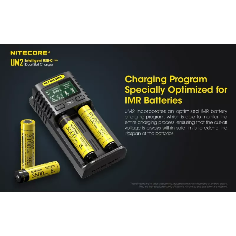 Caricabatterie Nitecore UM2 batterie domestiche DC ioni di litio nichel-cadmio
