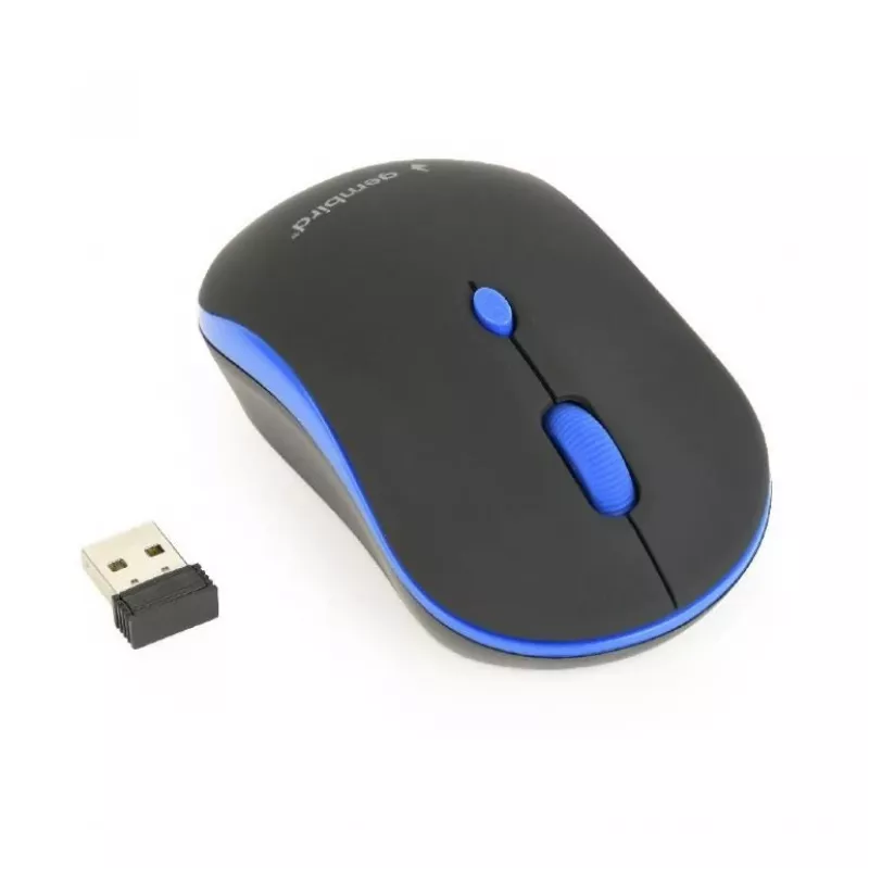 Mouse ottico wireless Gembird MUSW-4B-03-B, RF, ambidestro, 1600 DPI, 4 tasti, a batteria, blu/nero