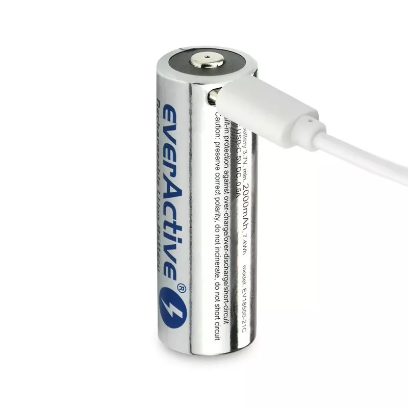 Batteria cella 18500 3,7V Li-ion 2100mAh compatibile USB-C